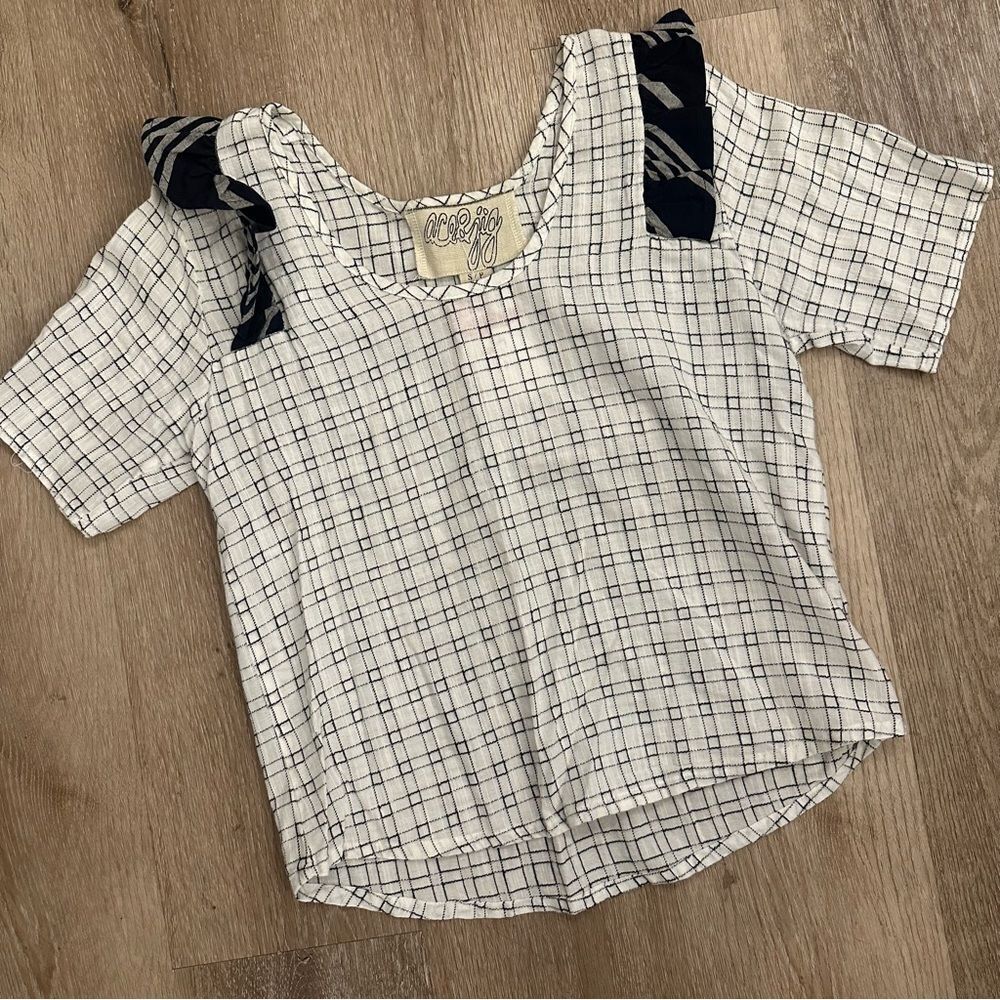 Ace & Jig Anthropologie white and black plaid blouse size small
